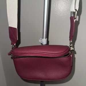 Andar Genuine Leather Belt Bag Fanny Pack Crossbody | Red | Minimalist